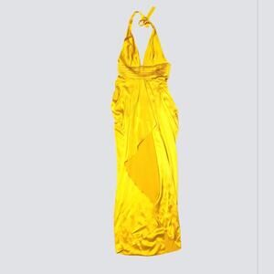 Catherine Malandrino 100% Silk Golden Liquid Maxi Dress Sz 4